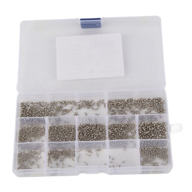 1200 Miniatur-blechschrauben Mit Rundem Kreuzschlitzkopf Aus Vernickeltem/schwarzem Kohlenstoffstahl, M1, M1,2, M1,4, M1,7 1200 Schrauben In Einer Silbernen Schachtel – Typ A