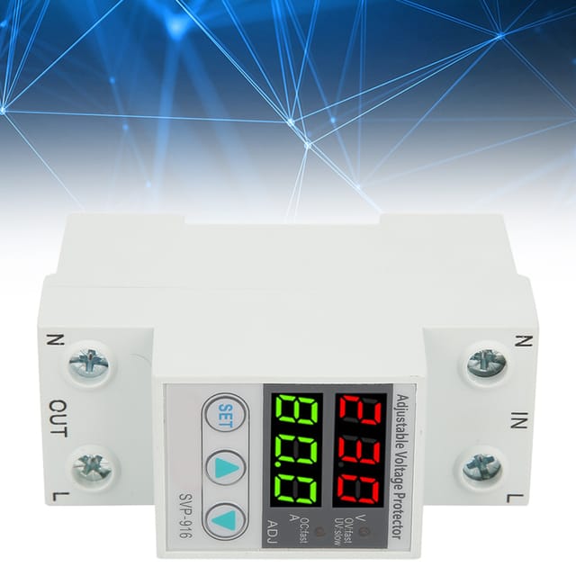 Svp-916 230v Einstellbarer Intelligenter Strombegrenzer Mit Schutz Gegen Über- Und Unterspannung, Mit Zeitgesteuerter Rückstellung Bei Überstrom Oder Unterspannung, 63a