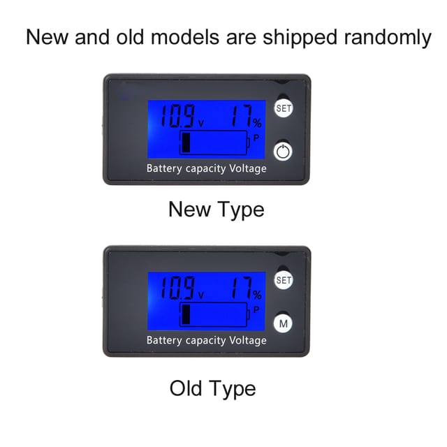 Lcd-voltmeter Und -wattmeter Für Lithium- Und Bleiakkumulatoren, Digitale Prozentanzeige, Universell 10–100 V, Blau + Alarm + Temperaturanzeige