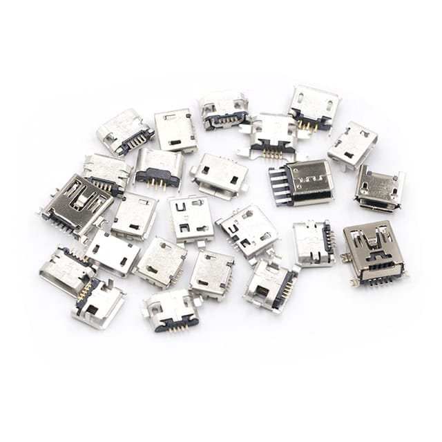 Micro-usb-buchse In Einer Box Mit Ladesteckern Für Mini-android-handys Verschiedener Größen, Mini-usb-zubehör, Box Mit 24 Fächern À 5 Stück Pro Fach, Insgesamt 120 Stück.