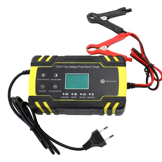 Automatisches 12v/24v Motorradbatterieladegerät Mit Verpolungs- Und Kurzschlussschutz, Ladezustandsanzeige, Breitem Spannungsbereich 110v-240v, Entspricht Den Europäischen Normen.