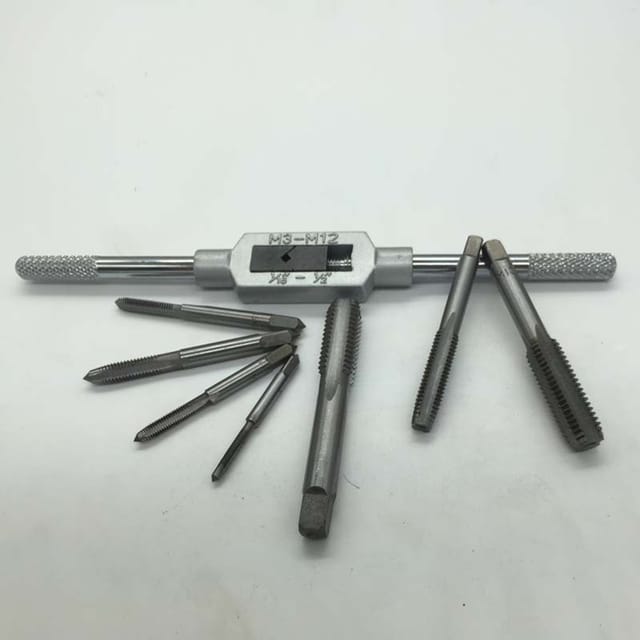 Satz Mit 8 Gewindebohrern Und Schneideisen, Werkzeugset, Handgewindebohrer, Schraubenschlüssel, Schneideisenschlüssel, Metrischer Gewindebohrersatz