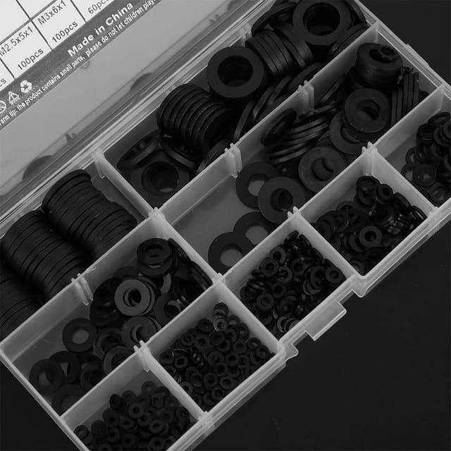 Set Mit 600 Schwarzen Nylon-unterlegscheiben, M2-m12, 9 Größen Erhältlich