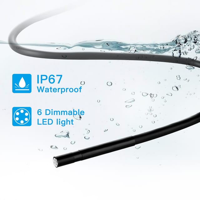 Industrielles, Kabelgebundenes Endoskop Mit Wlan, 5,5 Mm Auflösung, 500 W Leistung, Hd-auflösung (1920p), Handstück, Ip67 Wasserdicht, F220-objektiv, 2 Meter Kabel