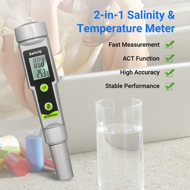 Salinity-615 Salinometer-stift: Doppelte Anzeige Von Salzgehalt Und Temperatur (0199,9 Ppt), Salzgehaltsbereich -5070℃, Temperaturbereich Nicht Enthalten (batterie Nicht Enthalten).