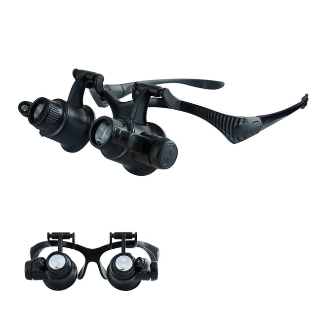 Stirnband-fernglas Mit Led-beleuchtung Zur Schmuckbetrachtung, Antiquitätenforschung Und Uhrenreparatur 4 Objektivsätze: 10x, 15x, 20x, 25x