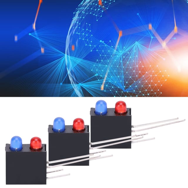 Hochleistungsfähiger 3-mm-sockel Mit Zwei Löchern Für Blaue Und Rote Leds, Schwarze Quadratische Fassung Mit Um 90 Grad Gebogenen Beinen, Led-fassung Mit Integrierter Lampe.