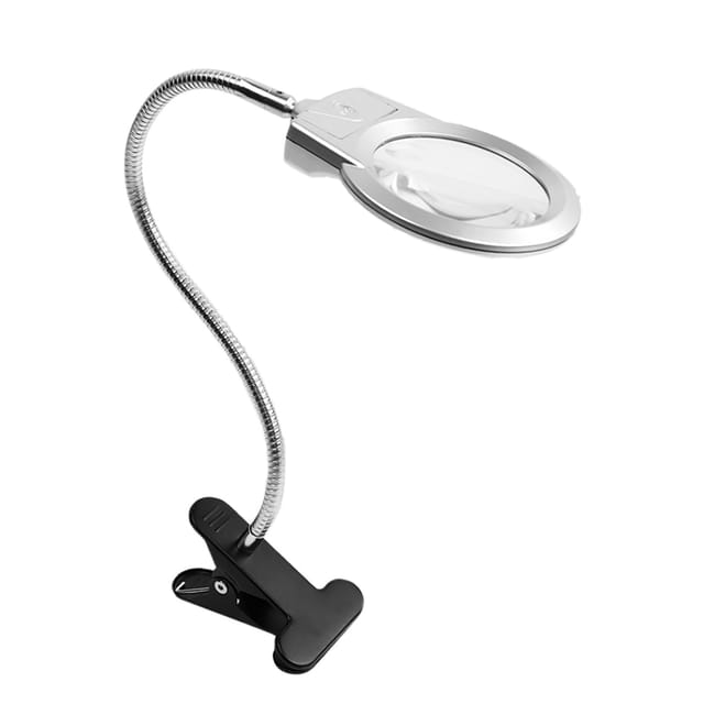 Jm509-a Tischlupe Zum Anklemmen Für Lese- Und Reparaturarbeiten Mit Led-licht, Einstellbarer Vergrößerung 4x/6x, Lieferung Ohne Batterien.