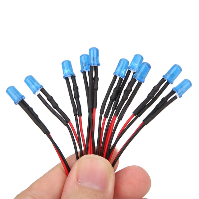 100 Leds 12v Mit Kabel, Runder Kopf, Hohe Helligkeit, Direkt Steckbare Led-perlen, 20 Cm Lang, 5 Mm Blauer Ausgang.