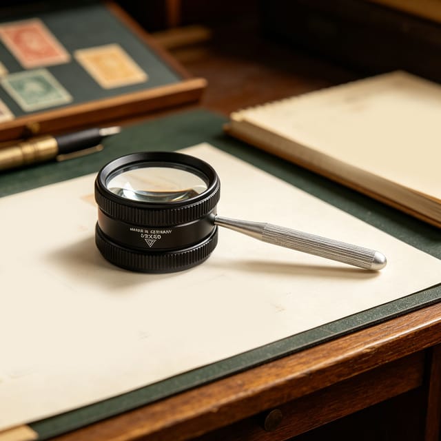 Ganzmetall-identifizierungslupe 35 X 50 Mm Mit Griff, Zeiss-optik, Runder Spiegel Für Schmuck