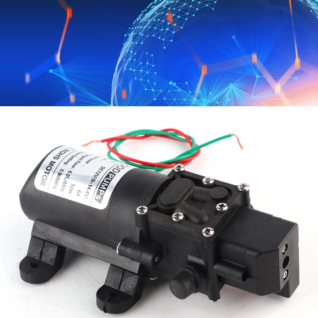 Miniatur-membranpumpe 12v 72w, 6,0l/min, 0,9mpa, Gerade Rohre Auf Beiden Seiten, Wasserauslass Rechts.