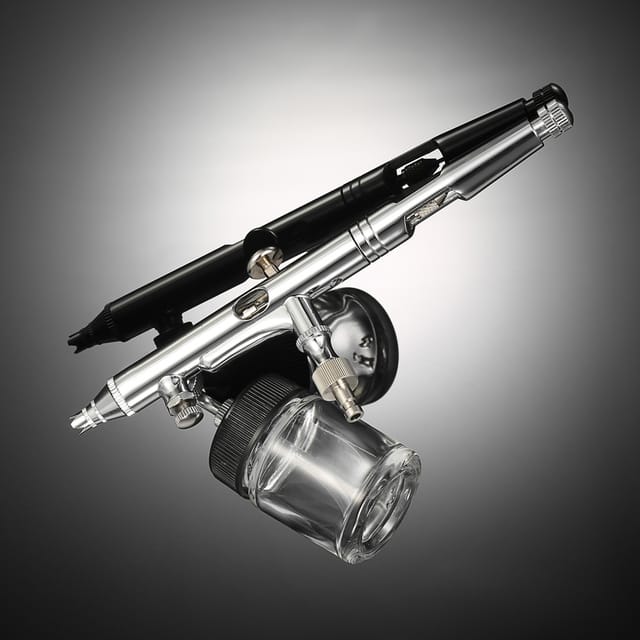 Kkmoon Dual-action-airbrush Für Autolackierung, 7-ml- Und 22-ml-seitenbecher, 0,25-mm-düse, Einstellbarer Luftstrom Td180-134