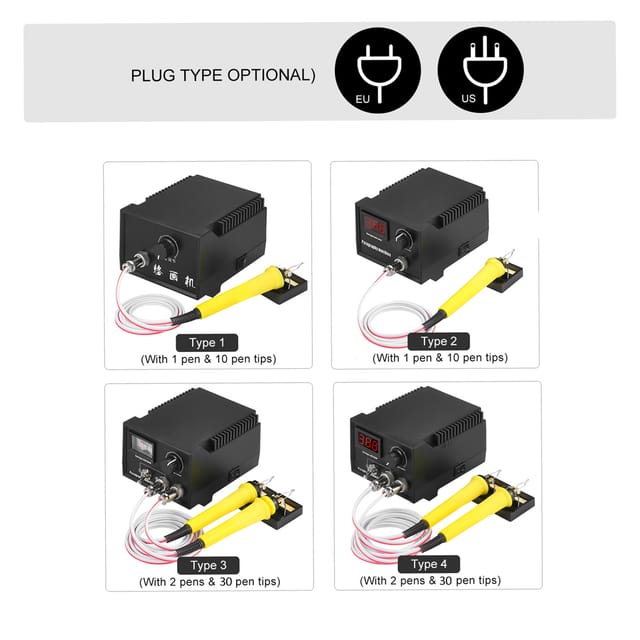 60-w-220-v-pyrographie-set, 16-teilig (ohne Display), Temperatur Einstellbar Von 0 °c Bis 800 °c, Brennkolben, Elektrischer Lötkolben, 1 Brennkolben, 10 Spitzen Und 1 Stifthalter. Schwarz, Modell Lz-3