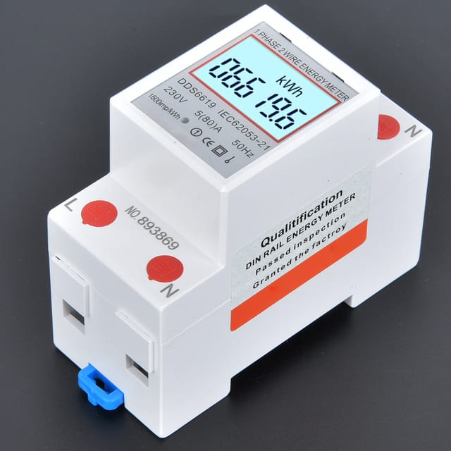 Einphasiger Schienen-energiezähler Dds6619 Mit Hintergrundbeleuchtetem Display, 2-polig, 5 A, 230 V
