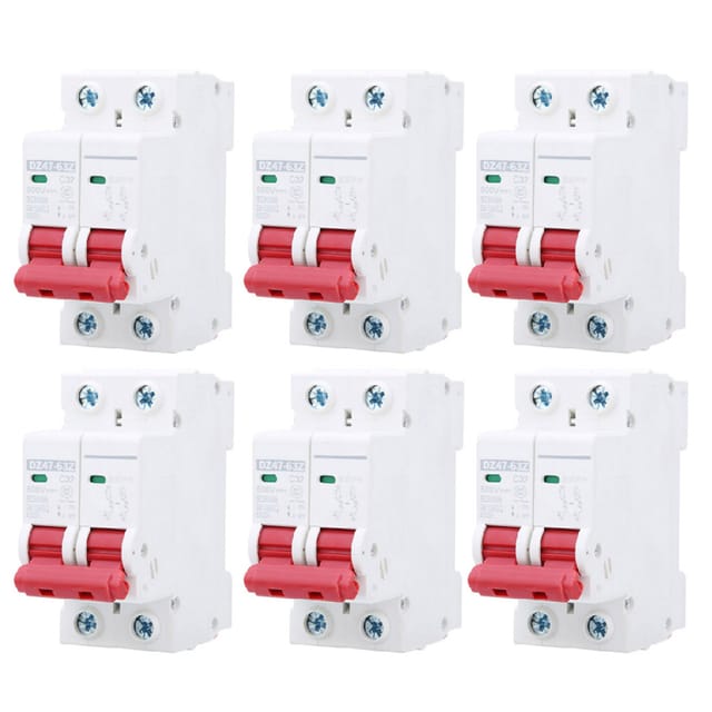 Packung Mit 6 Miniatur-photovoltaik-gleichstrom-leistungsschaltern, Schutz Gegen Überlast, Leckstrom Und Kurzschlüsse (dz47-63z-2p-32a).