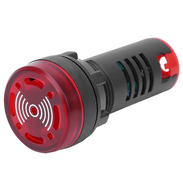 Berm® Ad16-22sm, Akustischer Alarm Mit 22 Mm Durchmesser Und Intermittierendem Rotem Blinklicht, 12 V Ac/dc. Die Farbe Der Rückseite Ist Zufällig. (10 Stück/box)