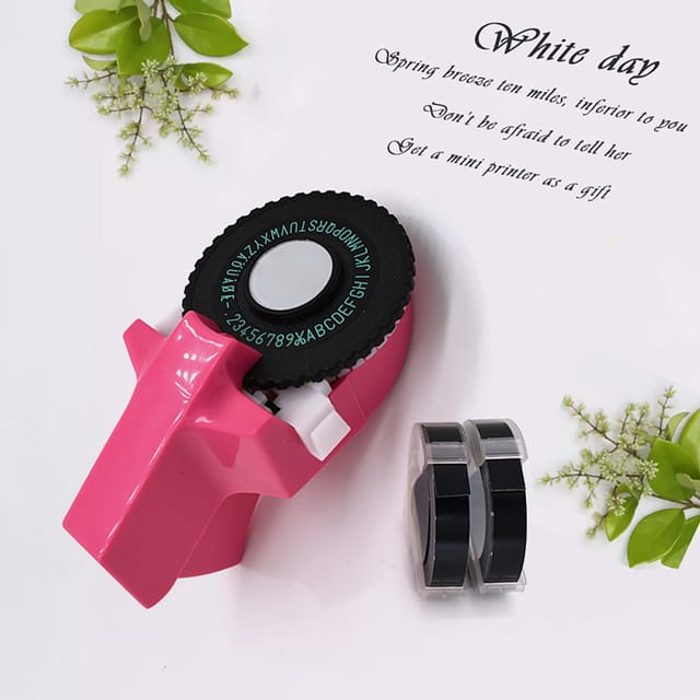 Miniatur-etikettendrucker C101, Prägemaschine, Schreibmaschine, Dekoratives Zeitungsband, Rosa