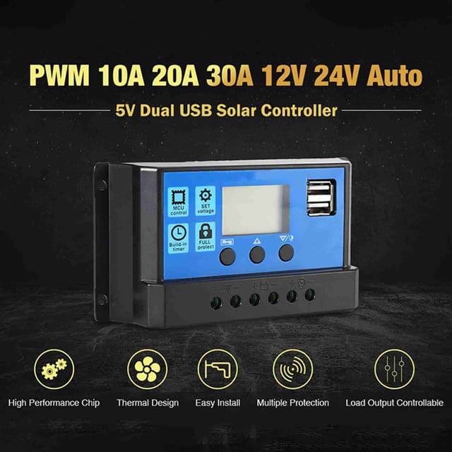 12v/24v Solarladeregler, Zwei Usb-ausgänge, Vollautomatischer Universalregler, 30a