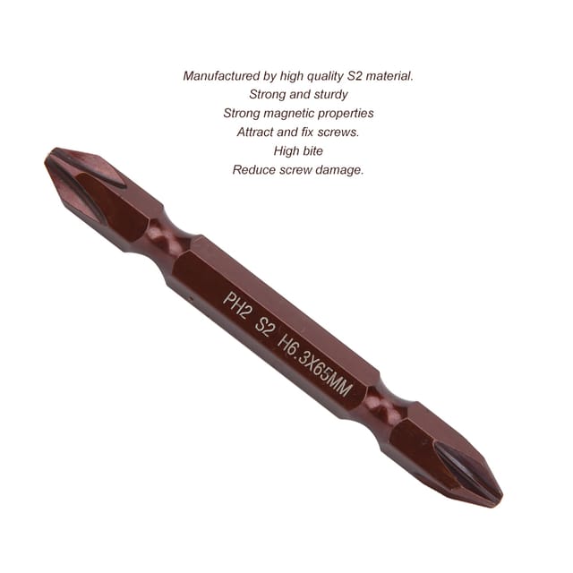 Set Mit 10 Doppelschraubendreherbits H6,3 X 65 Mm, S2 H6,3 X 65 X Ph2, Leuchtend Rot