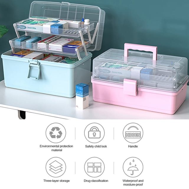 Jm01953 Tragbares Multifunktionsset, Medikamentenbox, Erste-hilfe-set, Großes Fassungsvermögen, Mehrere Fächer, Aufbewahrungsbox Für Kosmetikartikel Und Kleinteile, Standardmodell Weiß