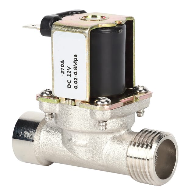 Magnetventil Fpd-270a, Vollständig Aus Messing, G1/2" Außengewinde Einlass, G1/4" Innengewinde Auslass, 12 V Dc, Normalerweise Geschlossen (einlass).