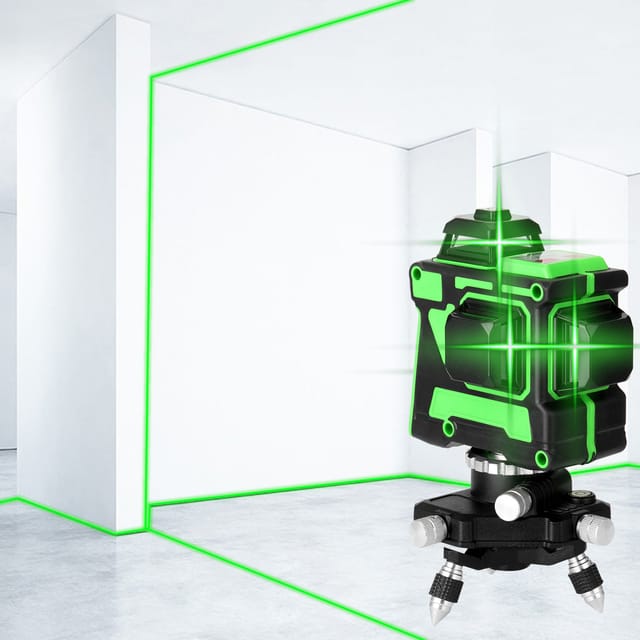 12-linien-3d-laser-nivelliergerät-set: Nivelliergerät + Drehsockel + Stativ + Netzteil + Tragetasche + Zweisprachige Bedienungsanleitung (europäischer Standard 220 V)