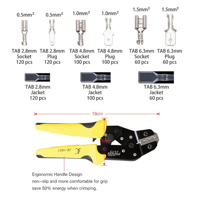 Kombiniertes Crimpwerkzeug-set Jx-1601-08t (840-teilig) + Separates Crimpwerkzeug Mit Vorisolierten Klemmen