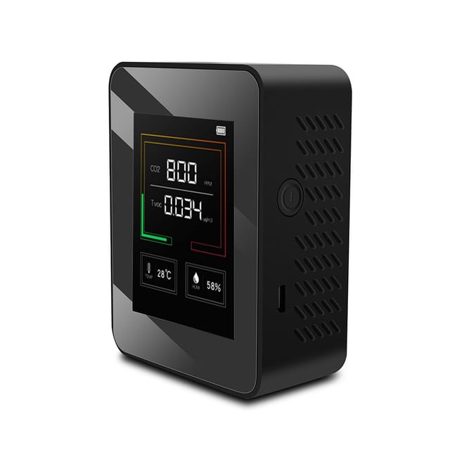 K03 Kohlendioxid-detektor Für Zuhause, Multifunktions-co2-, Temperatur- Und Feuchtigkeitsmessgerät, Luftqualitätsdetektor, Tvoc-modell (batterie Enthalten), Schwarz.