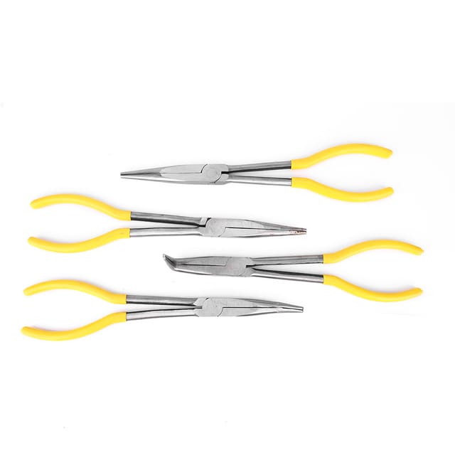 Set Mit 4 Zangen: 28 Cm Lange Spitzzange, Abgewinkelte Spitzzange, Abgewinkelte Zange