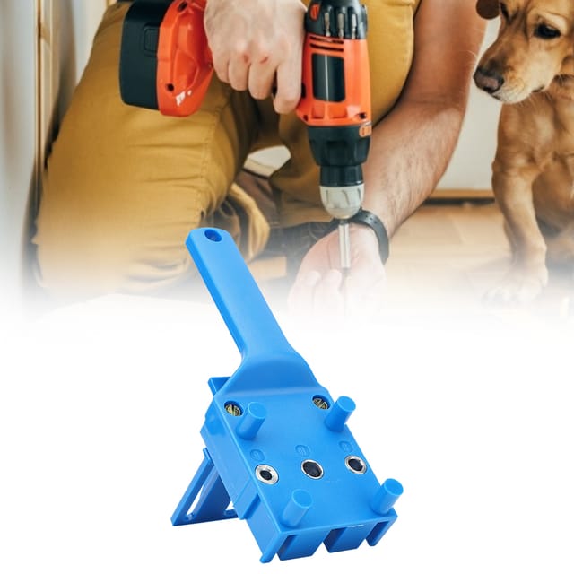 Bohr- Und Positionierwerkzeug Für Holzbretter, Gerader Bohrer, Blau