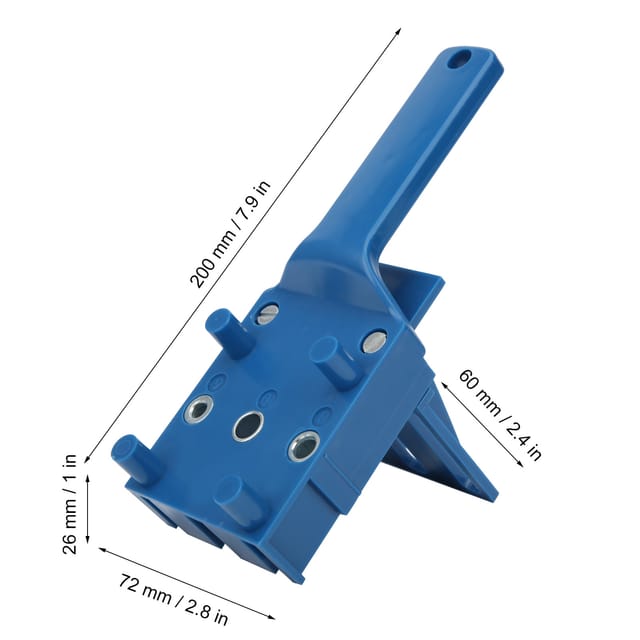 Set Aus 41 Teilen, Darunter Positionierer Für Gerade Löcher, Bohrpositionierer Und Stanzpositionierer In Blau.