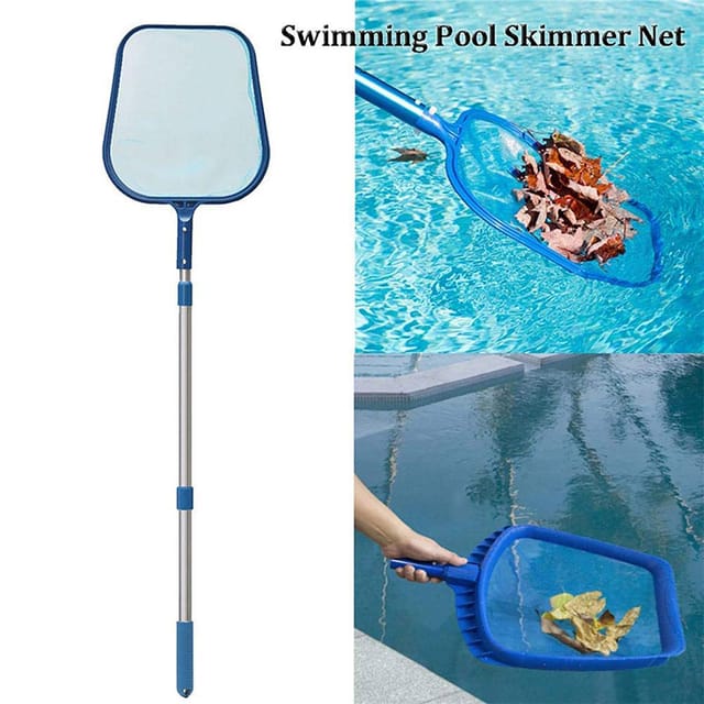 Dieses Poolskimmer-set Beinhaltet Einen Tiefenskimmer, Einen Flachwasserskimmer, Eine Teleskopstange Und Reinigungswerkzeuge, Die Sich Für Die Reinigung Von Pools Und Whirlpools Eignen.