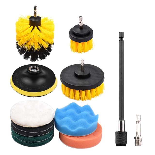Set Mit 12 Bohrmaschinenbürstenköpfen, Reinigungsset Mit 10 Cm Langem Schwamm-scheuerpad