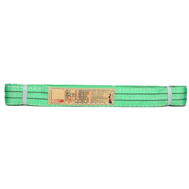 2t Grünes Polyester-flachhebeband Mit Doppelschlaufe, Hebeband Für Industriekrane.