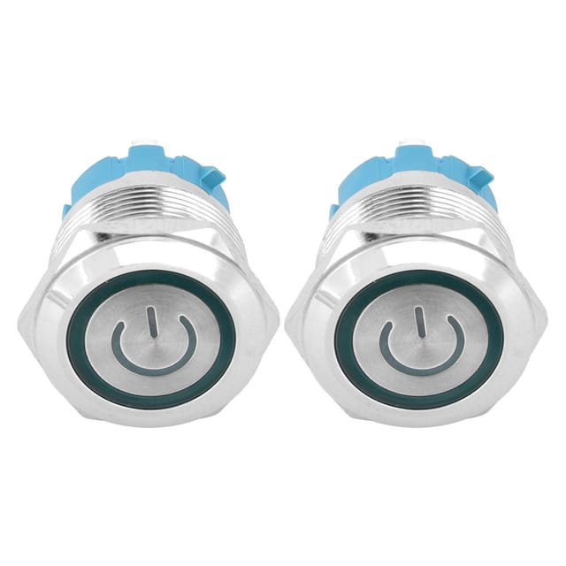 Verkauf Von 2 Stück Pro Set: 4-poliger Metall-drucktaster Mit Flachem Kopf Ip65 3-6vdc 22 Mm Mit Betriebsanzeige (grün).