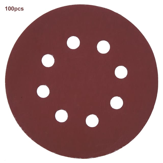 100 Stück 125 Mm Gebürstetes Tuch, 5 Zoll 8-loch Rundes Gebürstetes Schleifpapier, Körnung 1200.