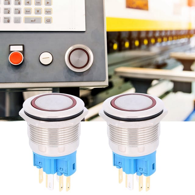 Set Mit 2 X 22 Mm Sechspoligen Ringförmigen Metall-reset-tastern, Ac220v (rot)