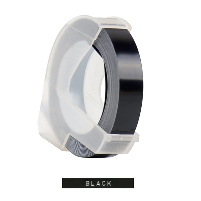 3d-325 Etikettenband, 9 Mm Breit Und 3 Meter Lang, Schwarz, Kompatibel Mit Dymo12965/1610 Und Anderen Manuellen Schreibmaschinen.