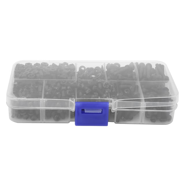 Set Mit 800 M3-nylonschrauben, Muttern Und Unterlegscheiben Schwarzes M3-schraubenset, 800 Stück/box