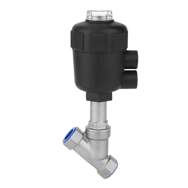 Pneumatisches Schrägsitzventil Mit Gewinde Und 1/2" Dn15 Gewindekopf Aus Kunststoff