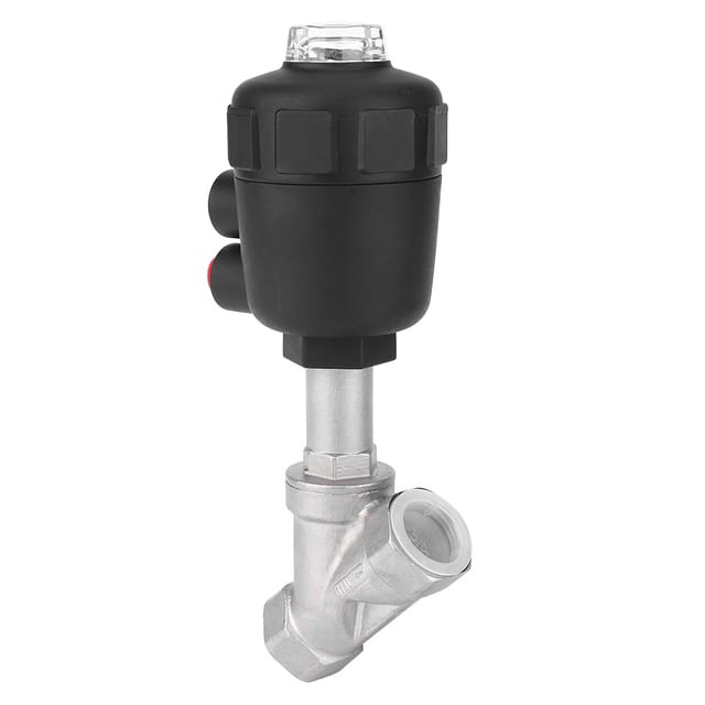 Pneumatisches Schrägsitzventil Mit Gewinde Und 3/4" Dn20 Gewindekopf Aus Kunststoff