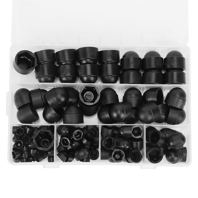145 Schwarze Pe-sechskantkappen, Schutzkappen In Einer Schachtel, Kappen Für M4-m12-schrauben Wj-10-0005