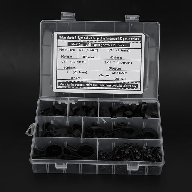 Set Mit 300 Kabelbindern Vom Typ R + Selbstschneidenden Schrauben