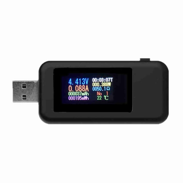 Kws-mx18l Usb-lasttester Mit Farbdisplay, Spannungs- Und Stromdetektor (schwarz)