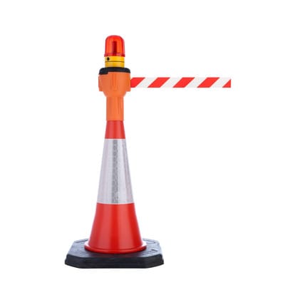 RS-GUIDESYSTEMS Leitkegelaufsatz orange, Gurtlänge: 9m Gurt: schwarz-gelb, diagonal gestreift