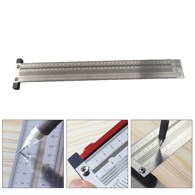 Hochpräzises Perforiertes Lineal Aus Edelstahl, 16-zoll-t-lineal, Markierungslineal Für Die Holzbearbeitung, Perforiertes Lineal Mit Imperialen/metrischen Maßen, T-lineal.