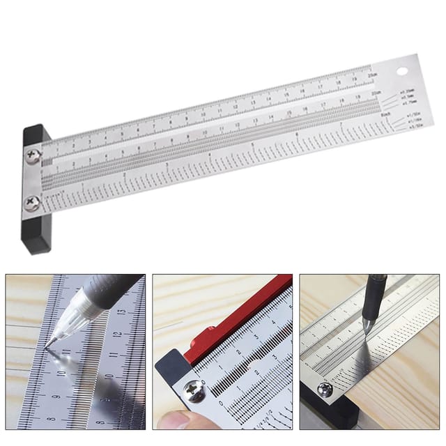 Hochpräzises Perforiertes Lineal Aus Edelstahl, Metrisches Perforiertes Lineal, T-förmiges Lineal, 8 Zoll.
