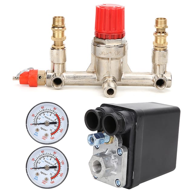 Bama Druckregelventilbaugruppe Mit Druckschalter Und Luftkompressorschalter, Verpackung Inklusive.