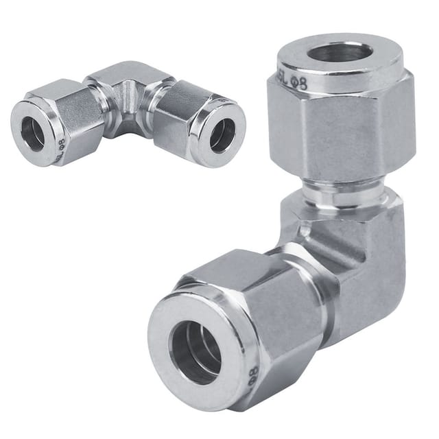 Geschliffener Und Geschmiedeter Winkelverbinder Aus Edelstahl 316, Doppel-klemmverbinder, Hochdruck-rohrverbinder Aus Edelstahl 316 Ф8