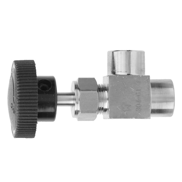 Schräges Nadelventil Aus Edelstahl 304, Guillotine-ventil, Standard-bspp-innengewinde, Schwarze Spindel, 1/4"-innengewinde.